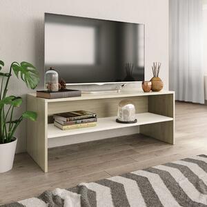 Mobile TV Bianco e Rovere Sonoma 100x40x40 cm Legno Multistrato