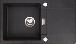 Lavello QLS 76x44 cm con sgocciolatoio Siphon reversibile - Runner Black 11195