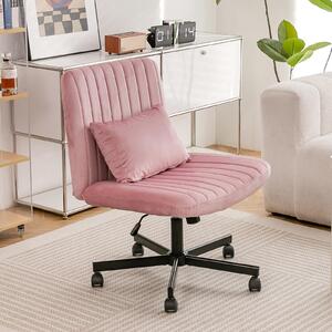 Sedia da ufficio okwish con seduta imbottita e rotelle silenziose, letto imbottito, regolabile in altezza, senza braccioli, girevole, area di lavoro, color rosa