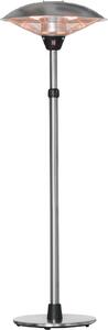 DecHome Fungo Riscaldante da Esterno con 3 Temperature e Altezza Regolabile in Acciaio e Alluminio Argento 866DHSR