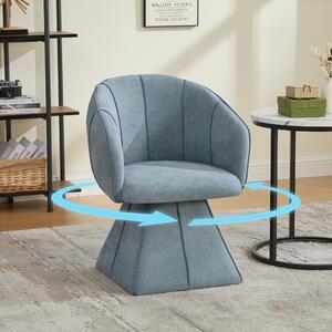 Okwish Poltrona girevole Poltrona da salotto Singola con schienale alto Poltrona imbottita con rotazione a 360° Tessuto in ciniglia Adatta per soggiorno e camera da letto Blu