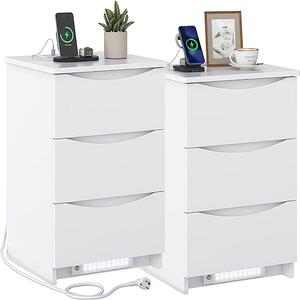 Set di due comodini con illuminazione a LED e struttura ribaltabile, dalle dimensioni di 37 x 42 x 60 cm