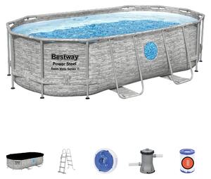 Piscina Power Steel Swim Vista Series II Ovale effetto marmo con Oblò Bestway 56714