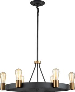 Quintiesse QN-SILAS-6P-DZ - Lampadario a stelo SILAS 6xE27/60W/230V nero/oro