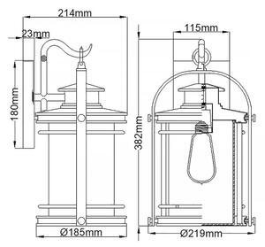 Quintiesse QN-BOOKER-M-IA - Lampada da parete per esterni BOOKER M 1xE27/60W/230V IP44, cromo satinato