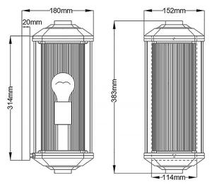 Quintiesse QN-CASTELLE-M-BLK - Applique da esterno CASTELLE M 1xE27/60W/230V IP44 nera
