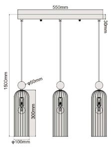 Lampadario a cavo PIEGA 3xE14/40W/230V ottone/nero fumé