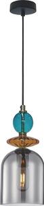 Lampadario sospeso su cavo TROPEA 1xE27/15W/230V nero/blu fumé/beige