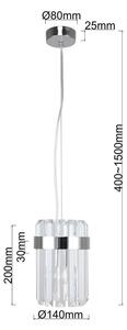 Lampadario a cavo VETRO 1xE14/10W/230V cromo lucido