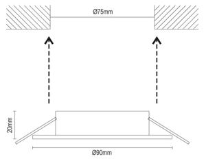 Cornice per faretto da incasso GU10, diametro 9 cm, nero