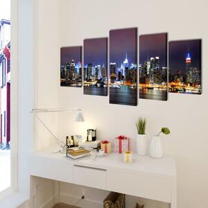 Set Stampa su Tela da Muro Panorama New York a Colori 200x100cm