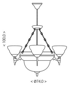 Brilagi - Lampadario a catena DAHLIA 6xE27/40W/230V diam. 74 cm ottone