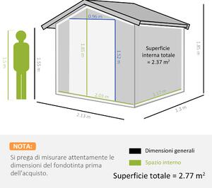 Outsunny Casetta da Giardino Porta Utensili in Lamiera con Porte Scorrevoli, 213x130x185cm, Grigio Scuro