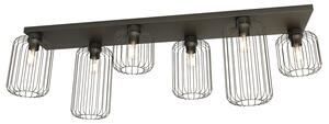 Plafonriera Minimal Industrial Vulcano 6 Luci Lineari Nera