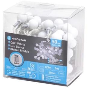 Aigostar - Catena luminosa LED da esterno 50xLED/3xAA/8 funzioni 5,3 m IP44 bianco freddo