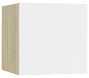 Comodino Bianco e Rovere Sonoma 30,5x30x30 cm in Truciolato