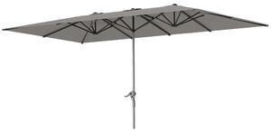 Outsunny Ombrellone Doppio da Giardino 4.5x2.6 m, Apertura a Manovella e 12 Stecche, Grigio