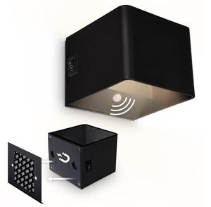 Briloner 3879015 - Lampada LED da parete ricaricabile con sensore BORRA, 1,5W/5V, batteria 3600 mAh, nera