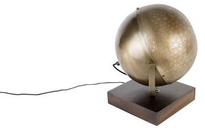 Lampada da tavolo industriale bronzo con legno - Haicha