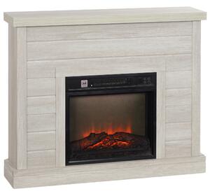 HOMCOM Camino Elettrico 1800W con Effetto Fiamma e Telecomando, in Legno, Metallo e Vetro, 96.5x22x81.7 cm, Grigio Chiaro