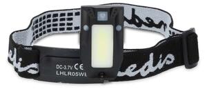 Nedis LHLR05WBK - Lampada frontale a LED dimmerabile ricaricabile con sensore LED/5V 500 mAh IPX4 nera