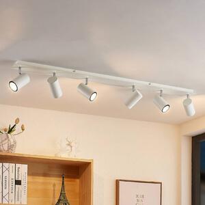 Faretto da soffitto Lindby Joffrey, 116 cm, bianco, a 6 luci, GU10 Joffrey Lindby, dimmerabile, Bianco / Opale, Soggiorno / Sala da pranzo, Metallo, Moderno, Faretto