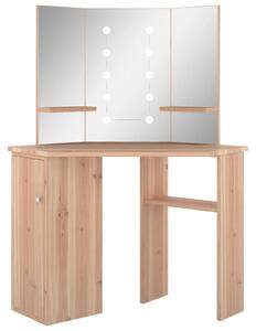 Tavolino da Trucco Angolare con LED Rovere 111x54x141,5 cm