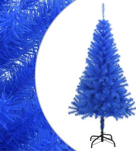 Albero di Natale Artificiale Sottile con Base Blu 150 cm PVC
