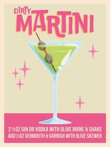 Illustrazione Dirty Martini Cocktail, WallChart Art Studio