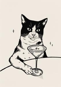 Illustrazione Cat with Martini, Tara Royle