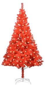 Albero di Natale Preilluminato con Supporto Rosso 240 cm in PVC