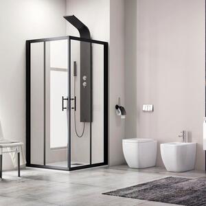 Kamalu box doccia 130x70 ad angolo profili neri vetro trasparente modello kf1000b