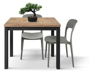 PAZZO DESIGN Tavolo allungabile, Rovere Rustico, Nobilitato melaminico, Made in Italy, Basamento Nero, 90 x 90 x 76,5 cm
