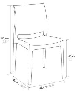 PAZZO DESIGN Sedia Alberto set da 4 sedie tortora, Polipropilene