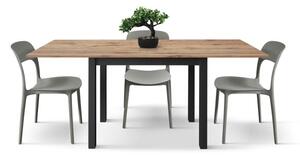 PAZZO DESIGN Tavolo allungabile, Rovere Rustico, Nobilitato melaminico, Made in Italy, Basamento Nero, 90 x 90 x 76,5 cm