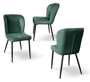 PAZZO DESIGN Sedia Simona set da 4 sedie verde in velluto e gambe in metallo