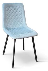 PAZZO DESIGN Sedia Arianna set da 4 sedie azzurra in velluto e gambe in metallo