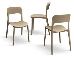PAZZO DESIGN Sedia Luana set da 4 sedie tortora in Polipropilene
