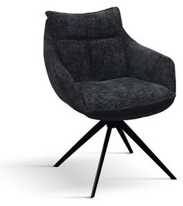PAZZO DESIGN Sedia Gastone Nero set da 2 sedie con rivestimento in tessuto e gambe in metallo