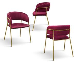 PAZZO DESIGN Sedia Penelope Bordeaux set da 2 sedie in velluto e gambe in metallo
