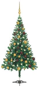 Albero di Natale Slim con Vero Legno e Coni Verde 180 cm PVC