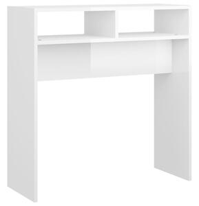 Tavolino Consolle Bianco Lucido 78x30x80 cm Legno Multistrato