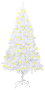 Albero di Natale Preilluminato con Rami Spessi Bianco 150 cm