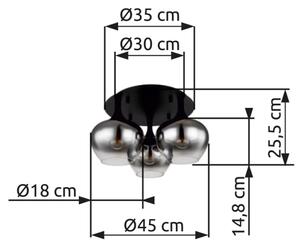 Globo 15548-3D - Lampadario a plafone MAXY 3xE27/40W/230V nero