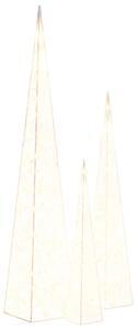 Set Coni Luce LED Acrilico Decorativo Bianco Caldo 60/90/120 cm