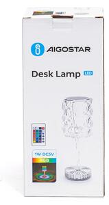 Lampada da tavolo Led touch Gibus Diamond RGB 1W portatile a batteria ricaricabile USB Type-C Aigostar