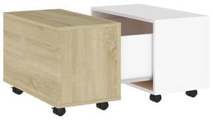 Tavolino Bianco e Rovere Sonoma 60x60x38 cm Legno Multistrato