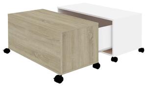 Tavolino Salotto Bianco e Rovere Sonoma 75x75x38 cm Multistrato
