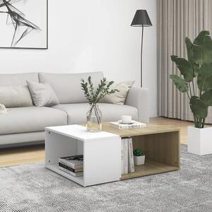 Tavolino Bianco e Rovere Sonoma 90x67x33 cm Legno Multistrato