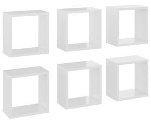 Mensole Parete a Cubo 6 pz Bianco Lucido 26x15x26 cm